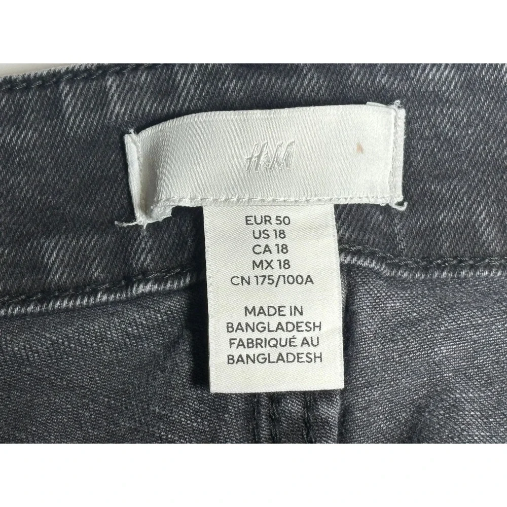HM Womens High Waisted Skinny Jeans Faded Black Size 18 Tapered‎ Leg Denim